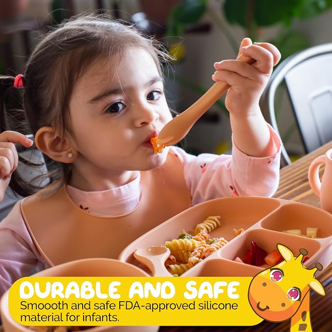 Baby Feeding Set in Apricot Color Complete BLW Supply Essentials (7 Piece Set)