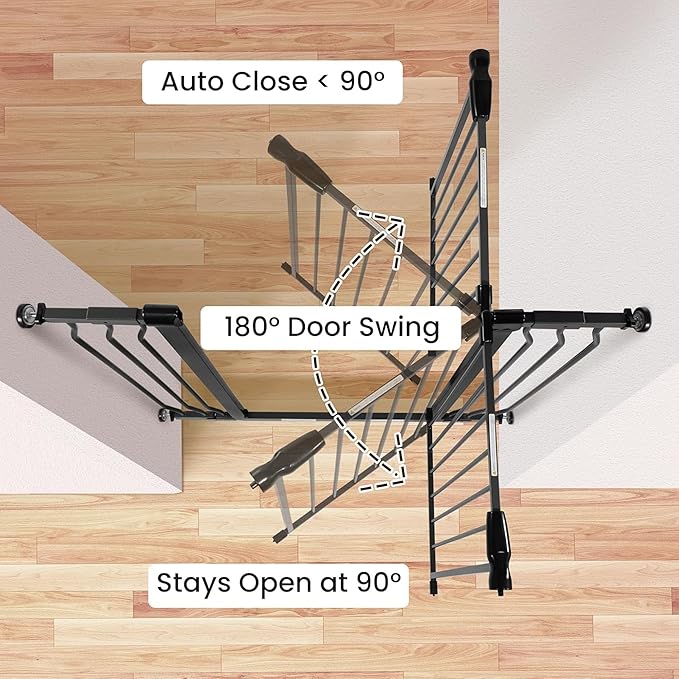 BalanceFrom 29.1-43.3" Easy Walk-Thru Baby and Pet Safety Gate with Hold-Open and Auto-Close ??Adjustable Steel Barrier for Stairs, Doorways, and Hallways, No Drilling Installation