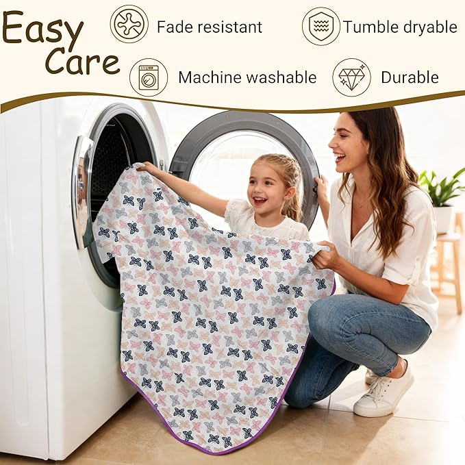 ZPECC Muslin Toddler Blanket Thicker, 47x47 Organic Cotton Kids Quilt Hypoallergenic for Baby Essentials Crib Stroller Daycare Cot, Butterfly