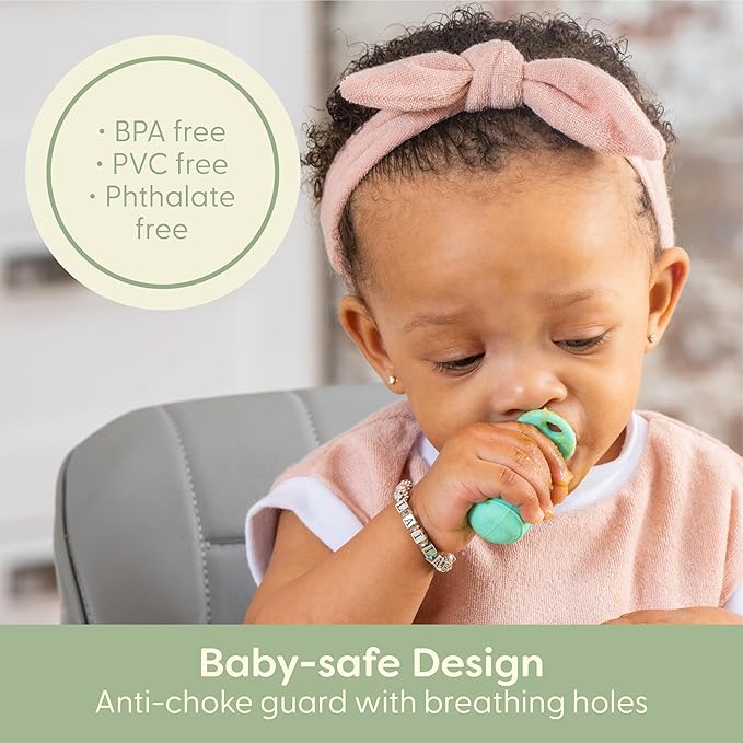 UpwardBaby Self-Feeding Spoon - Anti Choke Barrier - Silicone Baby Spoons Toddler Utensils for Home & Travel, Textured Tips Massage Gums & Baby-Led Weaning (Blue/Gray/Mint)