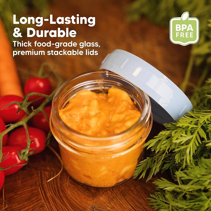 KeaBabies 3-Pack Silicone Baby Spoons and 12-Pack Baby Food Containers - Toddler First Food Training Spoon - 4 oz Leak-Proof, Microwavable Feeding Container