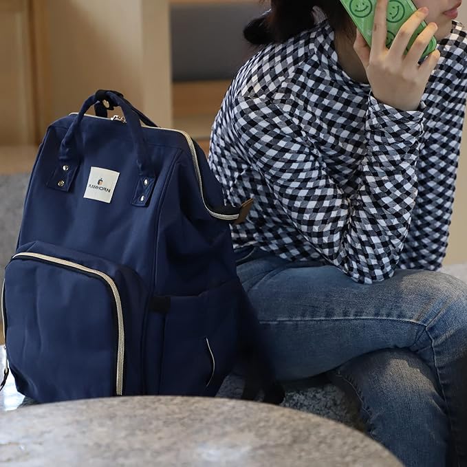Ramhorn Diaper Bag Backpack Multifunction Waterproof Travel Back Pack for Mom Blue