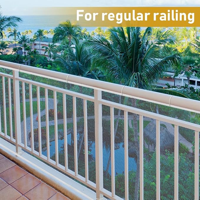 2 Pack Banister Guard for Baby 10ft x 2.6ft Child Safety Net Balcony Stair Railing Proof Mesh for Kids, Toys, Pets, White