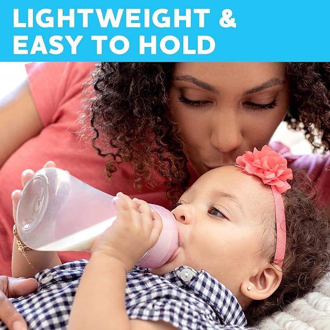 Chicco Duo 9oz Hybrid Baby Bottle, Real Glass Inside, Lightweight Plastic Outside, Patented Invinci-Glass Technology, Intui-Latch Nipple, Clear/Grey