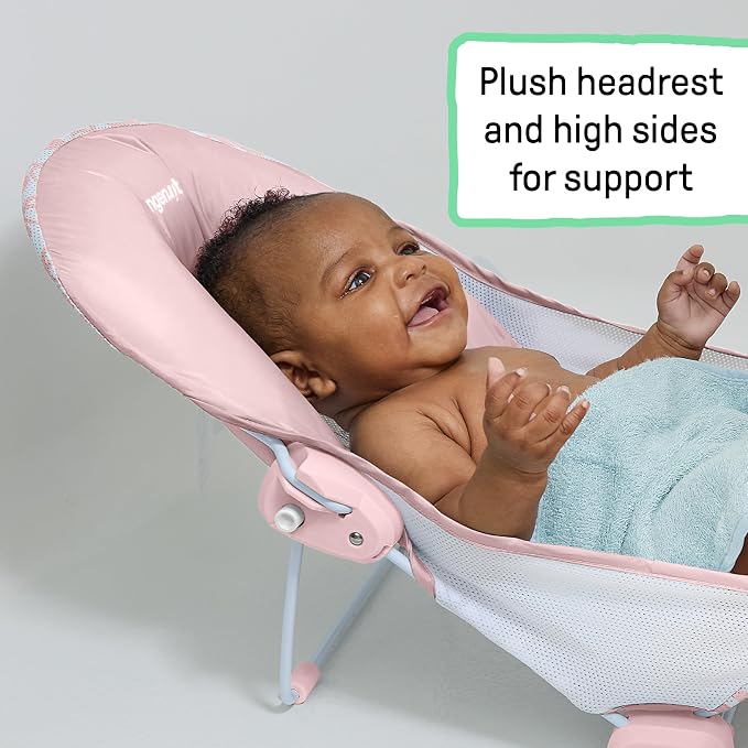 Ingenuity Tuckaway Toddler Folding Tub & Foldaway 2-Position Baby Bath Seat, Portable Bathtub for Travel, Adjustable Support for Sink or Shower, Easy to Clean, Ages 0-5 Years