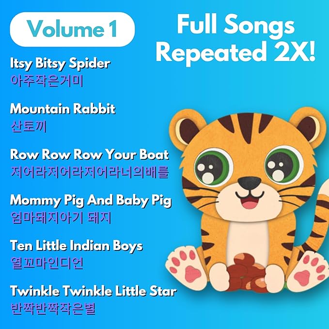 Vol. 1 ??Interactive Sound Board Book for Toddlers 1-3, Bilingual English & Hangul Songs & First Words, Talking Musical Learning Toy and Gift for Babies & Kids