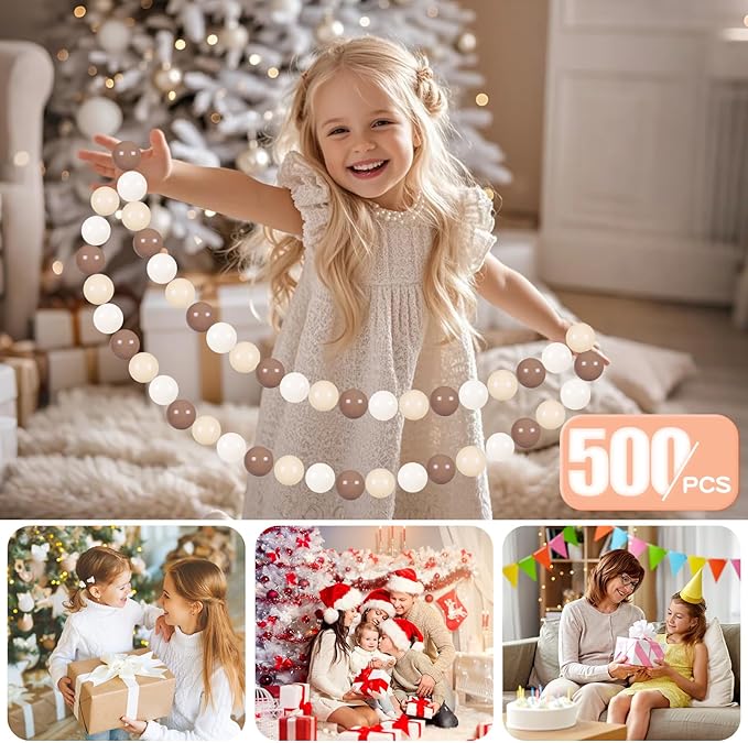 GOGOSO Ball Pit Balls for Toddlers Phthalate-Free BPA-Free Non-Toxic Crush Proof Soft Plastic Play Balls Baby Kids Shape Tent Pool Playhouse Playpen Party Decor,Coffee Brown Beige,500PCS