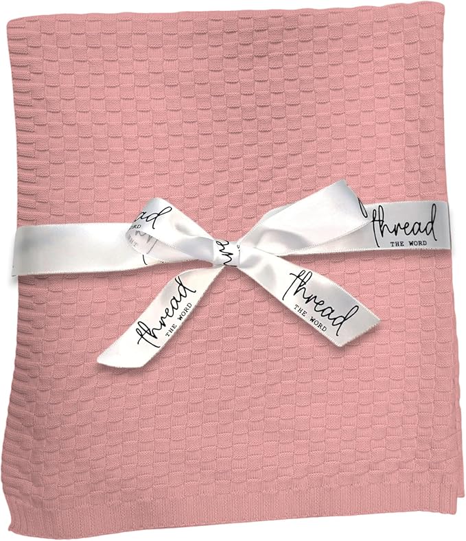 The Waffle Blanket - 100% Organic Cotton Baby Blanket, American Made, 30x40in - Bassinet, Crib, Stroller - Gift Registry Baby Shower for Newborns and Kids (Blush)
