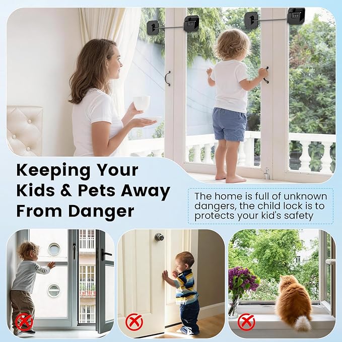 2PCS Fridge Lock with Code, Refrigerator Locks, Cabinet Locks Baby Proofing, Heavy Duty Combination Lock for Refrigerator, Freezer, Cabinets, Drawers and Windows, NO Drilling