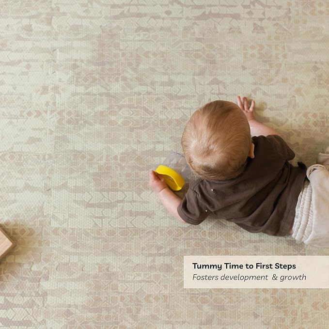 Little Landings Baby Play Mat for Floor - Sandstone (6x8ft) - Premium EVA Foam Play Mat for Babies & Toddlers (Ages 0-5+) Non-Toxic Playmat for Tummy Time, Crawling & Playroom - Stylish & Comfortable
