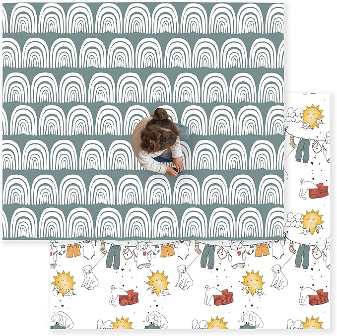 JumpOff Jo Foldable Foam Play Mat ??Large Waterproof Baby & Toddler Activity Floor Mat, Double-Sided 70 x 59 Inch Play Surface