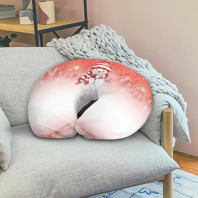 Christmas Snowmen Breast Feeding Pillow Support Cover Durable Comfortable Bottle Feeding Pillowcase with Hidden Zipper for Boys and Girls Gifts