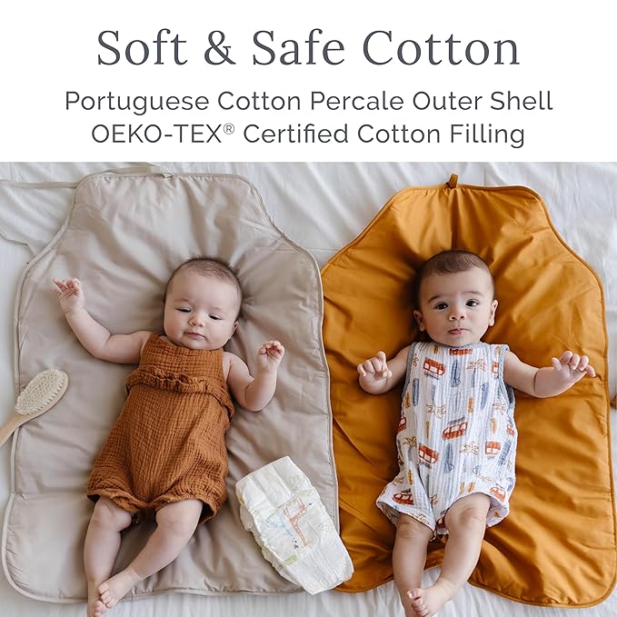 Natemia Portable Diaper Changing Pad - Rollable, Portable Changing Pad for Diaper Bag & Travel - Oeko-TEX Cotton Exterior - Foldable Baby Changing Mat - Machine Washable - Baby Essentials (Lily Pad)