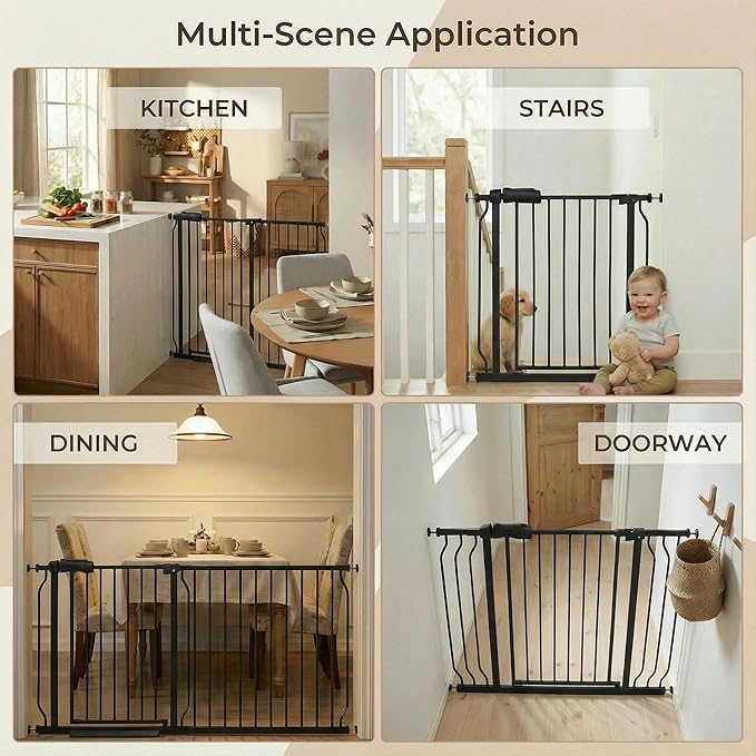 Extra Wide 57.5-62 Inch Large Baby Gates for Stairs, Doorways - No Drilling, Pressure Mounted Pet Gates for Kids & Dogs