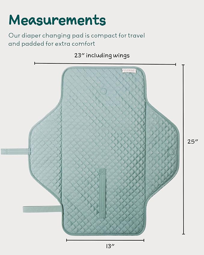 Lily Miles Baby Changing Pad Portable, Diaper Changing Mat with Magnetic Latches, Travel Pad for Diaper Bag, Baby Essentials, Wipeable & Waterproof Mat (Willow Green, Large)