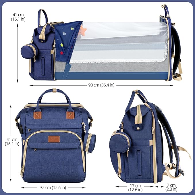 ZRSUN Baby Diaper Bag Backpack,Baby Shower Gifts, Multifunctional Travel Diaper Bag, Gifts for Mom with Portable Diaper Pad (Blue)