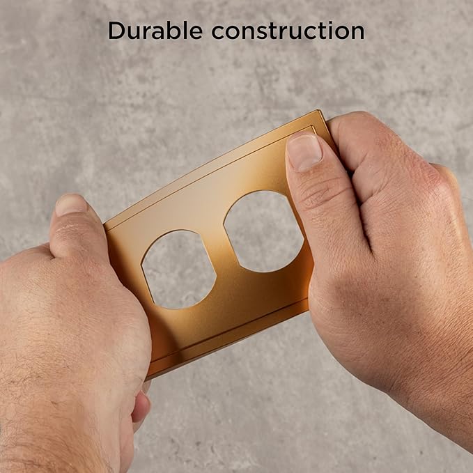 UltraPro Screwless Duplex Receptacle Wallplate, 1-Gang ??Modern Snap-On Cover, Child-Safe, Durable Polycarbonate, Easy DIY Installation ??Brushed Bronze ??85748