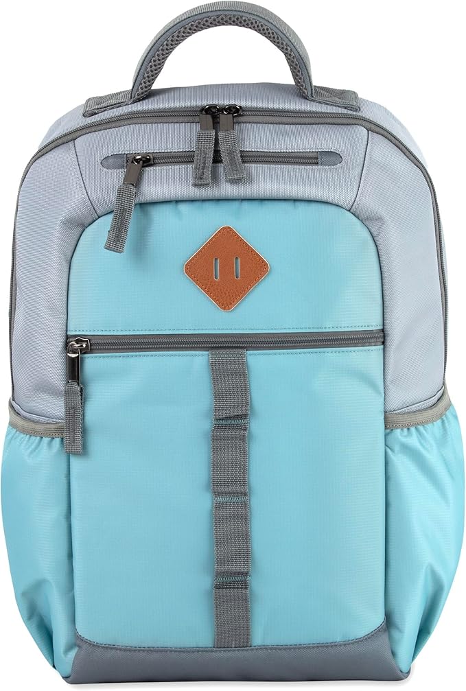 Baby Essentials Two Tone Diaper Bag Backpack with Portable Changing Pad, Stroller Straps, Insulated Bottle Pocket, 2 Pc Set (Teal)