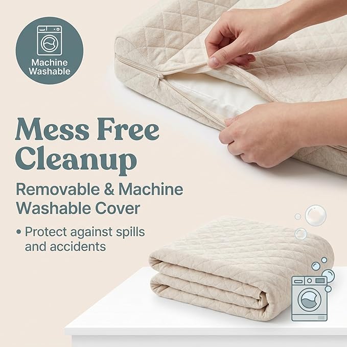 Contoured Baby Changing Pad ??Waterproof & Breathable Diaper Changing Pad | Removable Washable Cover, Non-Slip Base & Safety Strap | Standard Size for Dresser & Changing Table Pads
