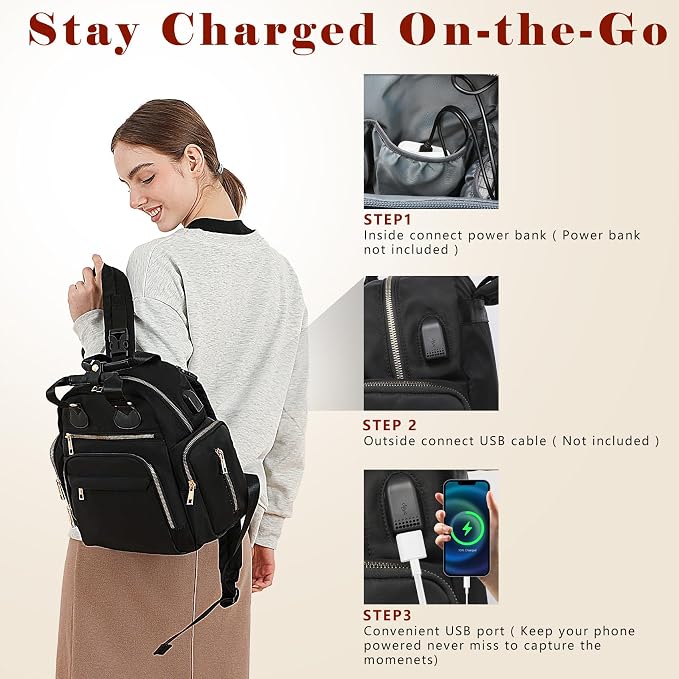 Diaper Bag Backpack Travel Baby Bag with Changing Pad,13 Pockets, Insulated Pockets,USB Charging Port,Baby Shower Essentials,Black