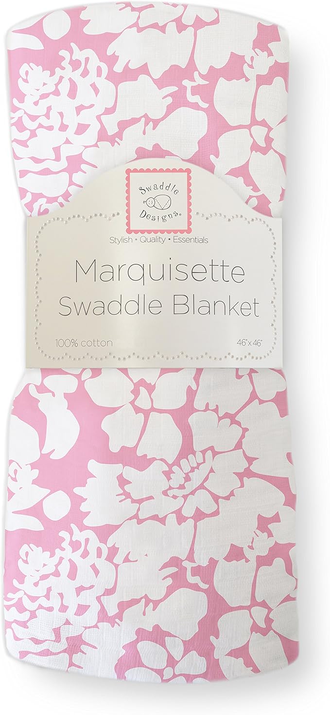 SwaddleDesigns Marquisette Receiving Swaddle Blanket for Baby Boys & Girls, Soft Premium Cotton Muslin, Best Shower Gift, Pink Lush, Parent Picks Award Winner Small