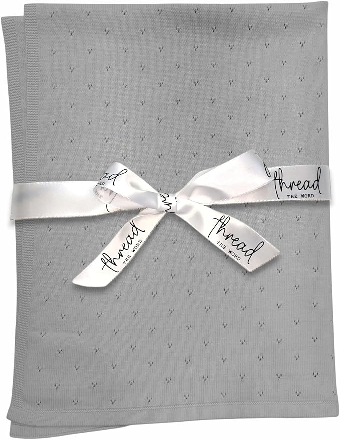 The Heirloom Blanket - 100% Organic Cotton Baby Blanket, American Made, 30x40in - Bassinet, Crib, Stroller - Gift Registry Baby Shower for Newborns and Kids (Grey)