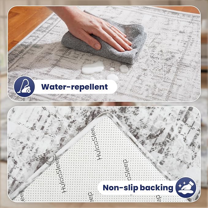 Baby Play Mat for Floor - 79x59 Inches 1.3" Thick Elasti-Foam Playpen Mat for Toddlers Infant Kids, Water-Repellent Nursery Rug, Non-Slip Backing for Crawling & Tummy Time, Grey Wash