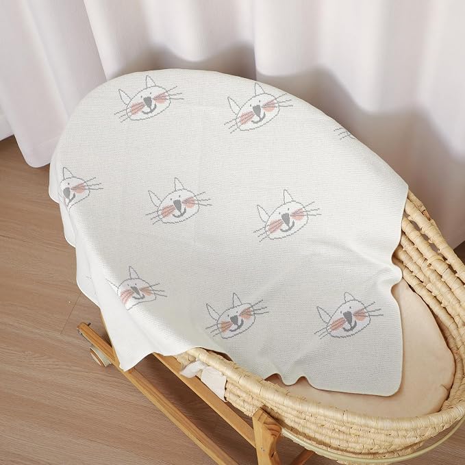 Hadetoto Baby Blankets for Boys and Girls, Newborn Knitted Cotton Swaddle Blankets Neutral Crochet Receiving Blanket, Baby Essentials, Registry & Gift, 40 x 30 inches