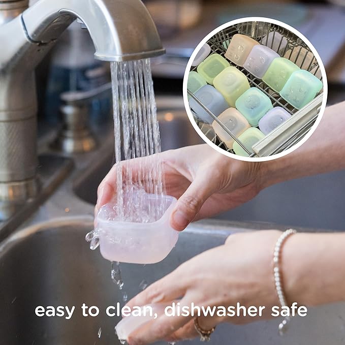 Olababy Clear Sense Silicone Storage Containers 4pk for Baby Food, Snacks, Formula, Puree, Sauce & More | Micro Plastic & BPA-Free | Daycare Essentials for Toddlers and Kids (Blueberry, 2 oz / 60 ml)