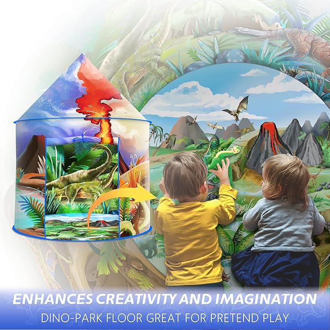 Dinosaur Play Tent for Kids - Pop Up Adventure Tent for Indoor and Outdoor Play