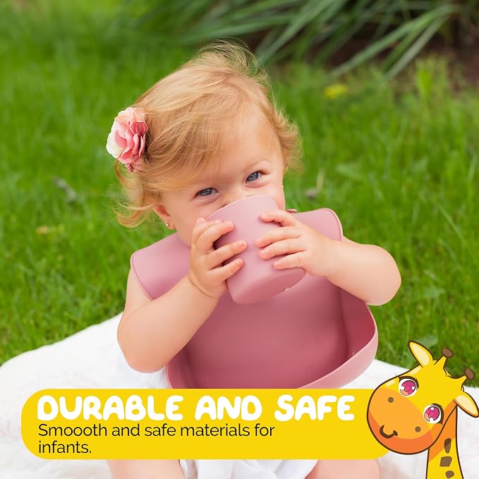 Toddler Cups in Rose Petal Pink for Baby Girls Water cup for Baby Sippy cup - Made from Baby Safe silicone Baby led weaning supplies Toddler Cup