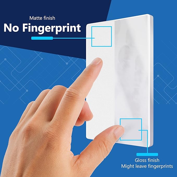 LIDER Blank Wall Plate, Temperature and Impact Resistant, UL Listed, Polycarbonate Thermoplastic, Screwless Design, Matte Finish, Modern Upgrade, Midsize, 1-Gang, 4.88??x 3.11?? White, 5 Pack