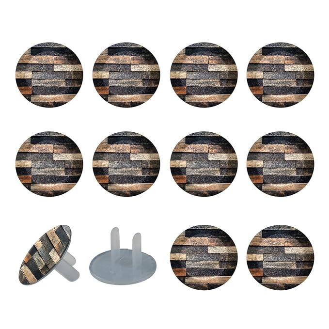 Dark Grey Wooden (1) Outlet Covers Baby Proofing Safe & Secure Electric Plug Protectors | Socket Covers for Home & Office