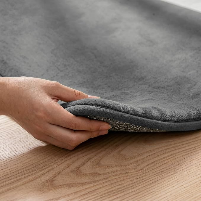 1.3" Thick Baby Bedside Floor Mat for Bedroom, Basic Padded Foam Soft Plush 28x72 Runner Rug with Non Slip Cushioned for Nursery Playroom (Dark Grey)