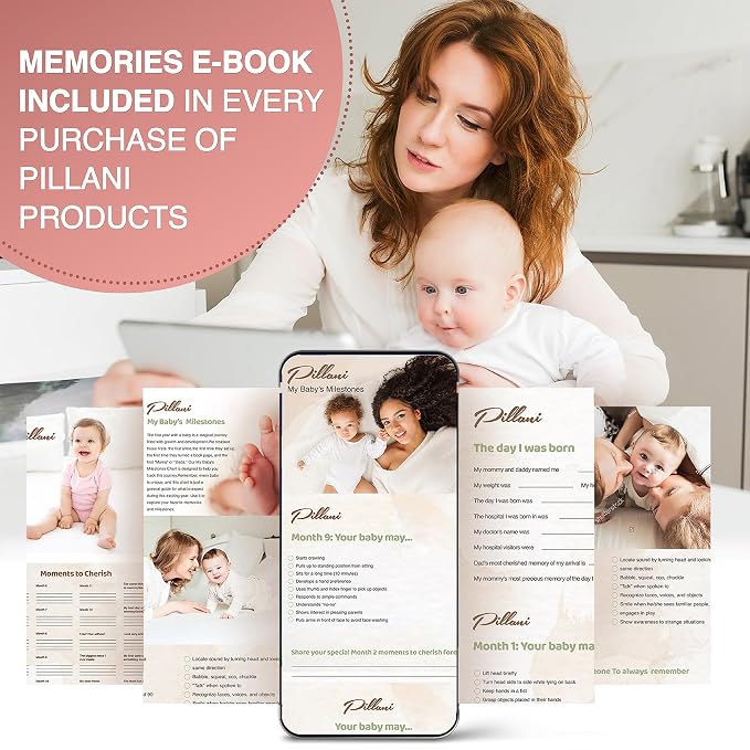 PILLANI Nursing Pillow, Breastfeeding Pillows for Enhanced Safety & Comfort for Mom & Baby, Removable Cotton Cover, Adjustable Waist Strap, Breastfeeding Essentials, Baby Registry Search