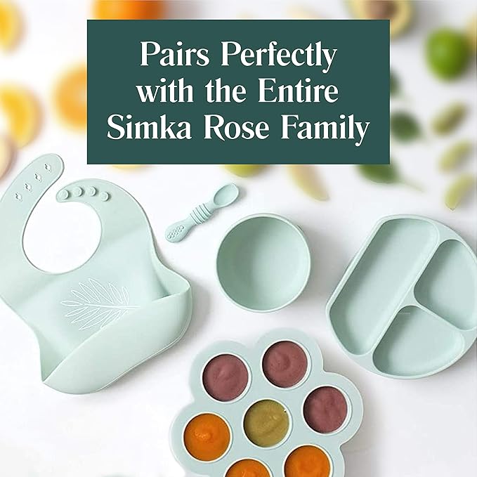 Simka Rose Baby Suction Plates for Baby & Toddler Plates Silicone Plate Baby Baby Dishes- BPA Free Silicone Divided Design Microwave & Dishwasher Safe - Baby Led Weaning Supplies Utensils (Pack of 1)