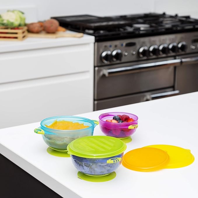 EVLA'S Silicone Plates & Baby Bowls Set, Suction Bowls with Lids and Divided Plates, Unbreakable, Easy-to-Clean Feeding Set for Growing Babies and Toddlers
