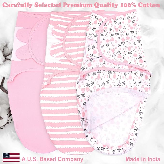 Organic Zipper Swaddle Sleep Sacks – 3-Pack Swaddles for Newborns 0-3 Months, Adjustable & Breathable Infant Sleep Sack, Easy Diaper Change Swaddling Blanket for Baby Girls & Boys