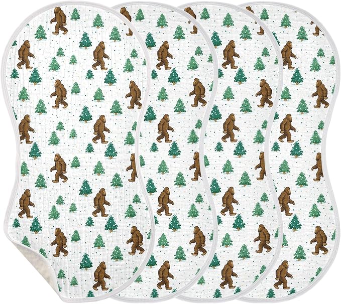Muslin Baby Burp Cloths, Bigfoot Sasquatch Muslin Washcloths Baby Bibs Rags Comfy Soft Absorbent in for Newborn Boys and Girls 4 Piece 22 x 11 Inch