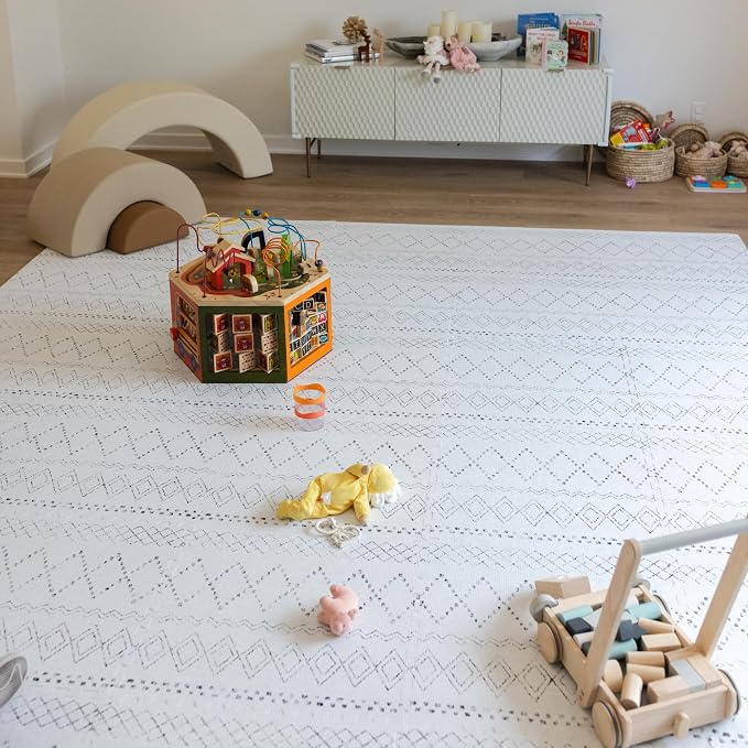 Little Landings Baby Play Mat for Floor - Boho (6x8ft) - Premium EVA Foam Play Mat for Babies & Toddlers (Ages 0-5+) - Non-Toxic Playmat for Tummy Time, Crawling & Playroom - Stylish & Comfortable