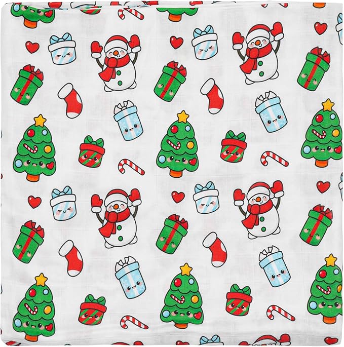 Muslin Swaddle Blanket for Unisex, Soft Breathable and Skin-Friendly Baby Swaddles for Boys & Girls, Baby Blanket, Newborn Receiving Blanket, Christmas Blankets Babies, Large 42 x 47 inches