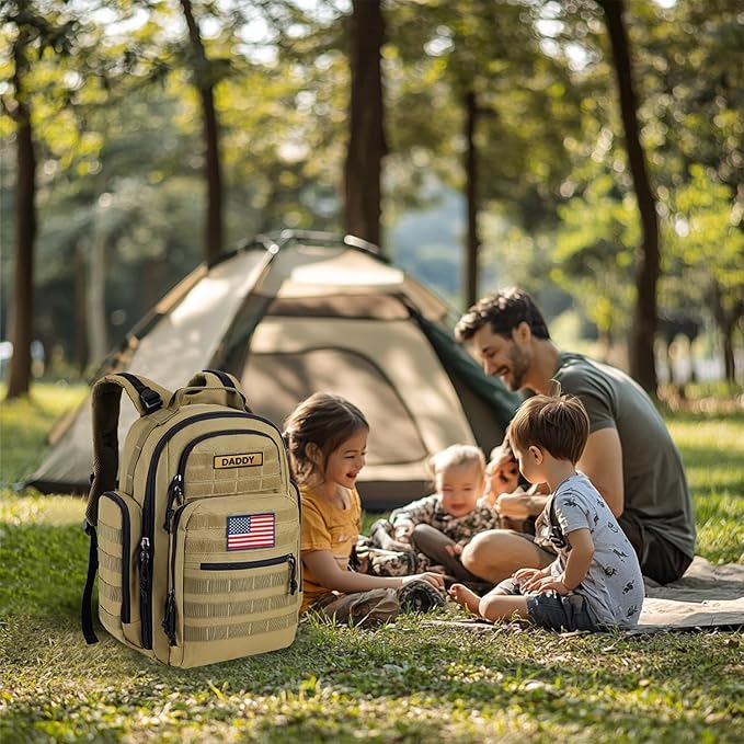 SHARKMOUTH Diaper Bag Backpack for Dad and Mom, Military Molle diaper Pack with Insulated Bottle Holders and Wipe Pocket