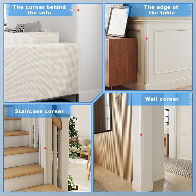 Wall Corner Protector - 4PCS, 16"x1.18" - Self Adhesive Clear Corner Protectors for Walls, Cabinet Doors, Edge Protector Trim; Easy to Install Corner Guards for Walls (40.6cm x 3cm)