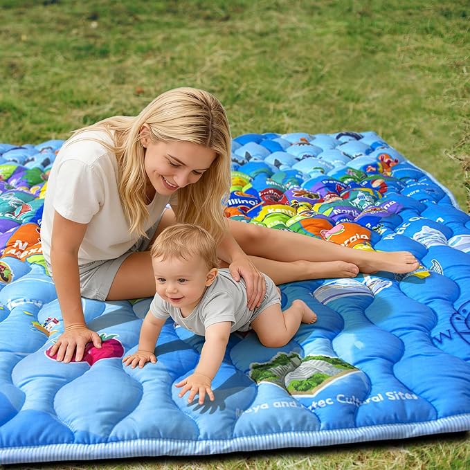 Baby Play Mats for Floor, 71?�x59??Upgraded Thickness & Larger Super Soft Playmat for Babies and Toddlers, Foldable Washable, Upgrade Anti-Slip Crawling Mat for Playpen(Map)