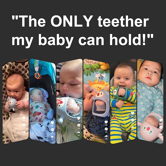 Smily Mia Baby Teething Toys for 0-6Months, Teethers for Babies 3-6Months | Penguin Teether | Hand Teether |Teething Mittens for Teething Relief, Baby Pacifier |Teething Pacifiers for Baby, Light Blue