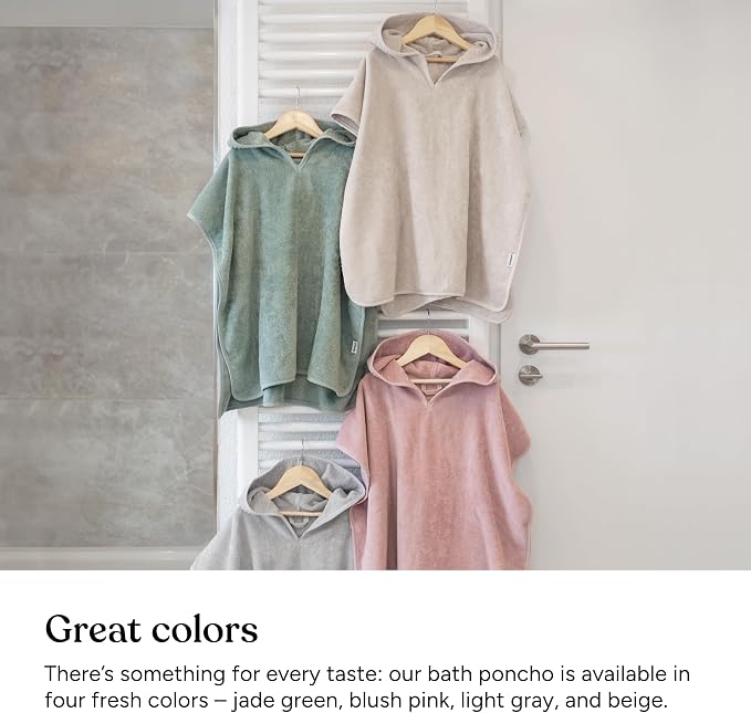 Ehrenkind® Kids Hooded Towel Poncho - 100% Organic Cotton Bathrobe for Boys & Girls, Soft & Absorbent Terry, Oeko-TEX Certified, One Size Beige, Perfect for Bath, Pool & Beach