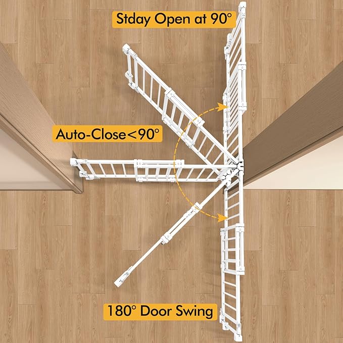 Baby Gate Extra Wide 32-54”W x 39”Extra Tall,Must Drill to Install,One-Hand Operation，No Bottom Threshold,Auto Close，White