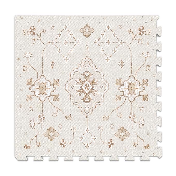 Lillefolk Baby Play Mat for Floor – 6x8ft Vintage Vanilla |PFAS Free Non Toxic Premium EVA Foam Tiles for Tummy Time, Crawling & Playpen – No Loose Edges Floor Mat for Babies & Toddlers (12 Tiles)