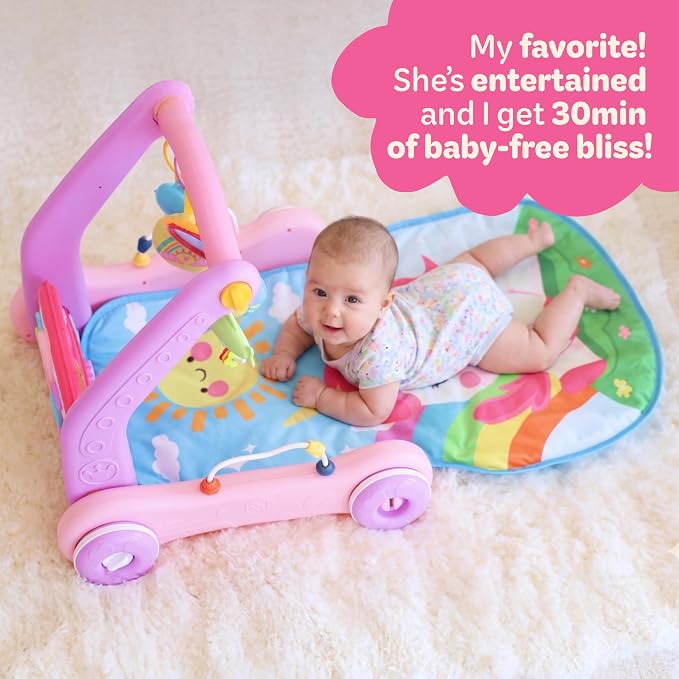 Move2Play, Kick & Play Piano Baby Mat | Grow with Me 4-in-1 | Tummy Time Play Mat, Sit-to-Stand, Musical Activity Gym & Infant Push Walker | for Babies 0-6 & 6-12 Months
