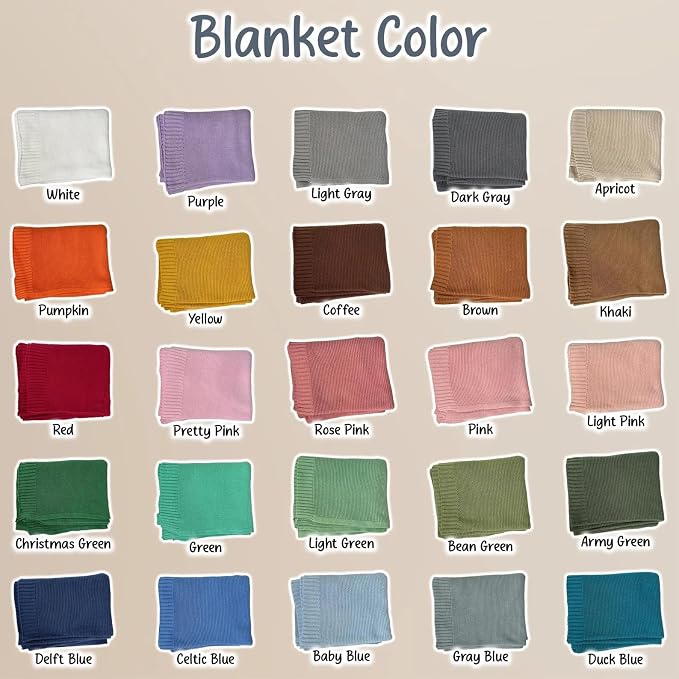 Personalized Hand Embroidered Knit Baby Blanket with Name,Custom Breathable Cotton Nursery Blankets,Newborn Gifts(30x40 inch)